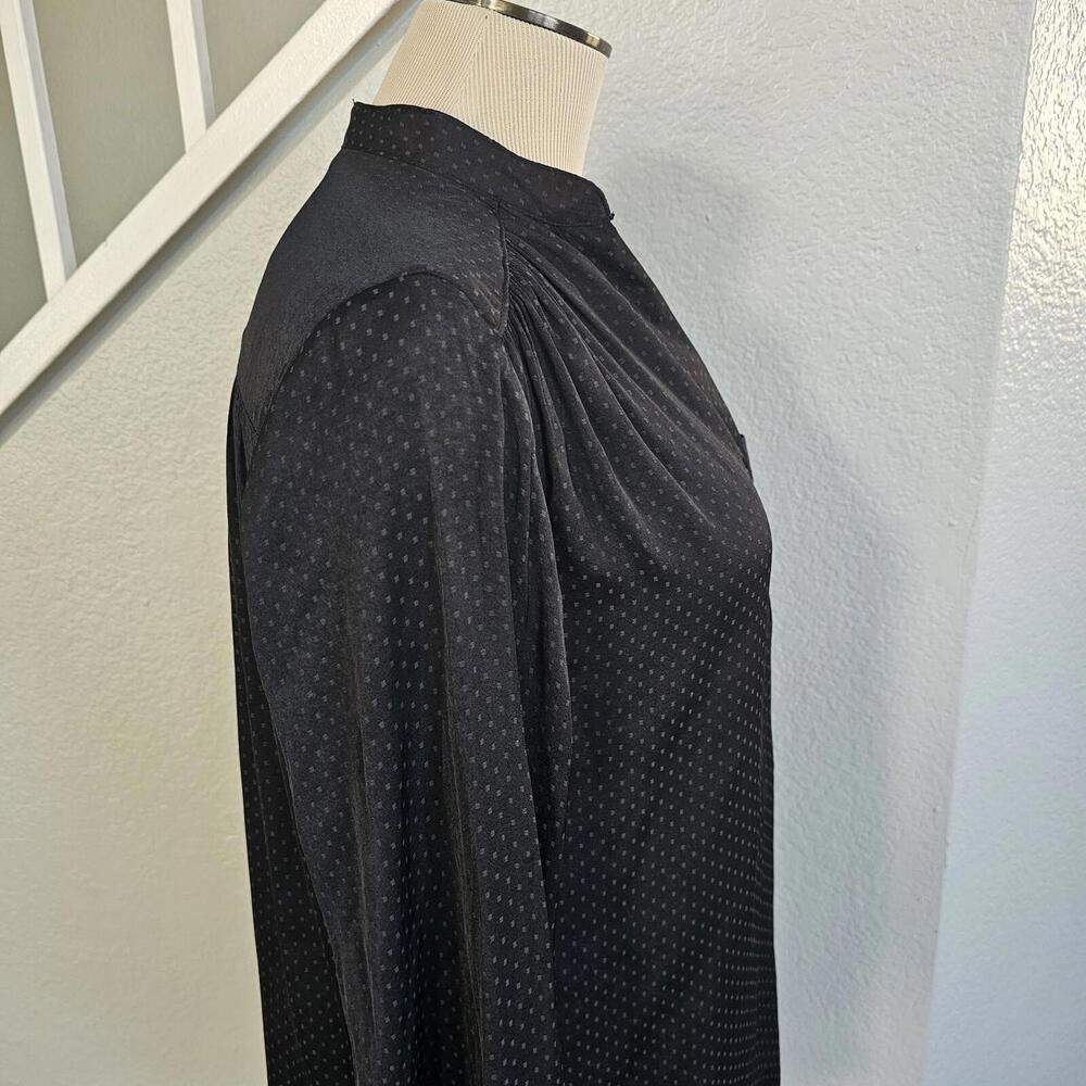 H&M Black Polka Dot Long Sleeve Blouse, Women's Sz 2 - Picture 3 of 11